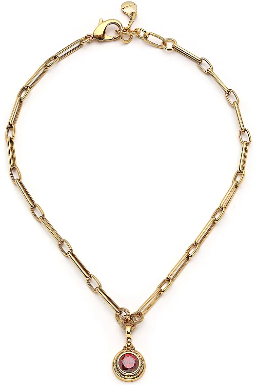 Zena Zircon Charm Gold Plated Chain Necklace - 