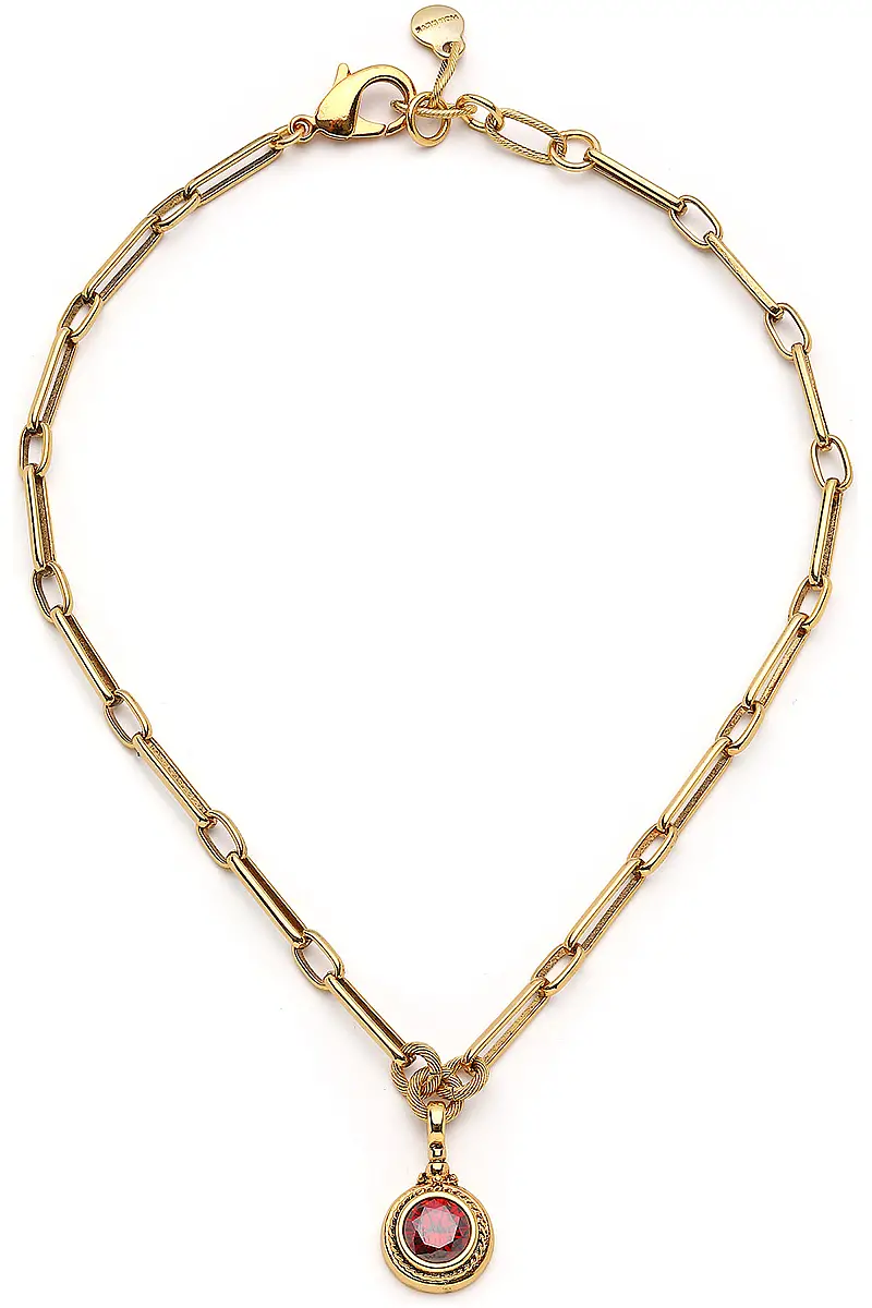 Zena Zircon Charm Gold Plated Chain Necklace