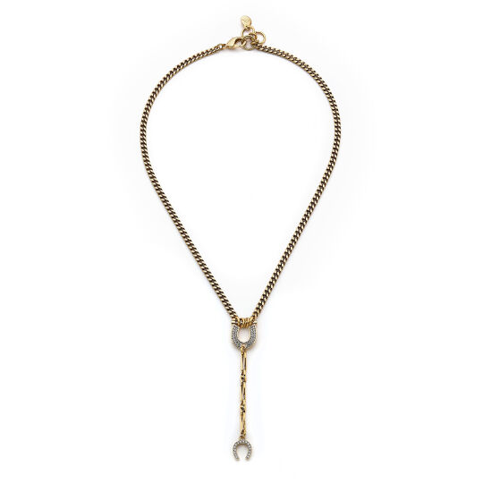 Zenith Gold Plated Zircon Horseshoe, Seashell Charm Chain Necklace 
