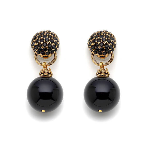 Zenith Onyx Gold Plated Evening Clip-On Earrings - 2