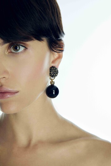 Zenith Onyx Gold Plated Evening Clip-On Earrings 