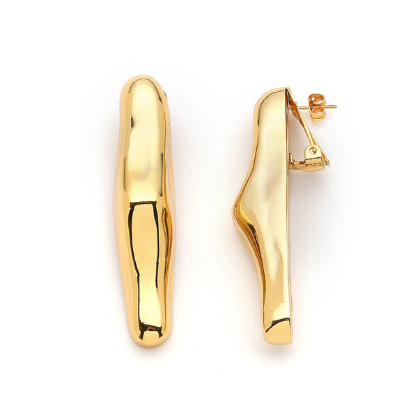 Zeta Gold Plated Pinned Earrings - 1