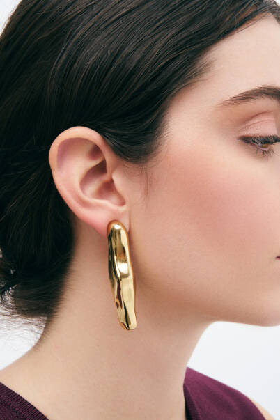 Zeta Gold Plated Pinned Earrings - 2