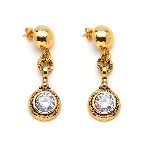 Zeti Zircon Gold Plated Pinned Earrings - 2