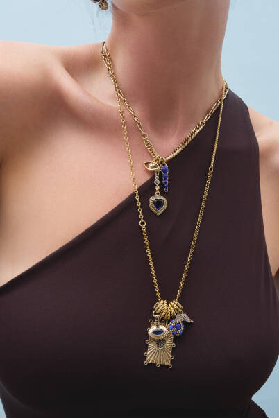 Zeya Eye, Heart, Angel Wings Charm Chain Necklace - 2